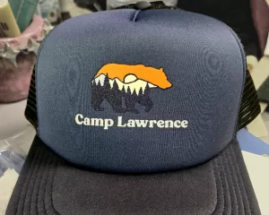 camp Lawrence with a bear and mountains